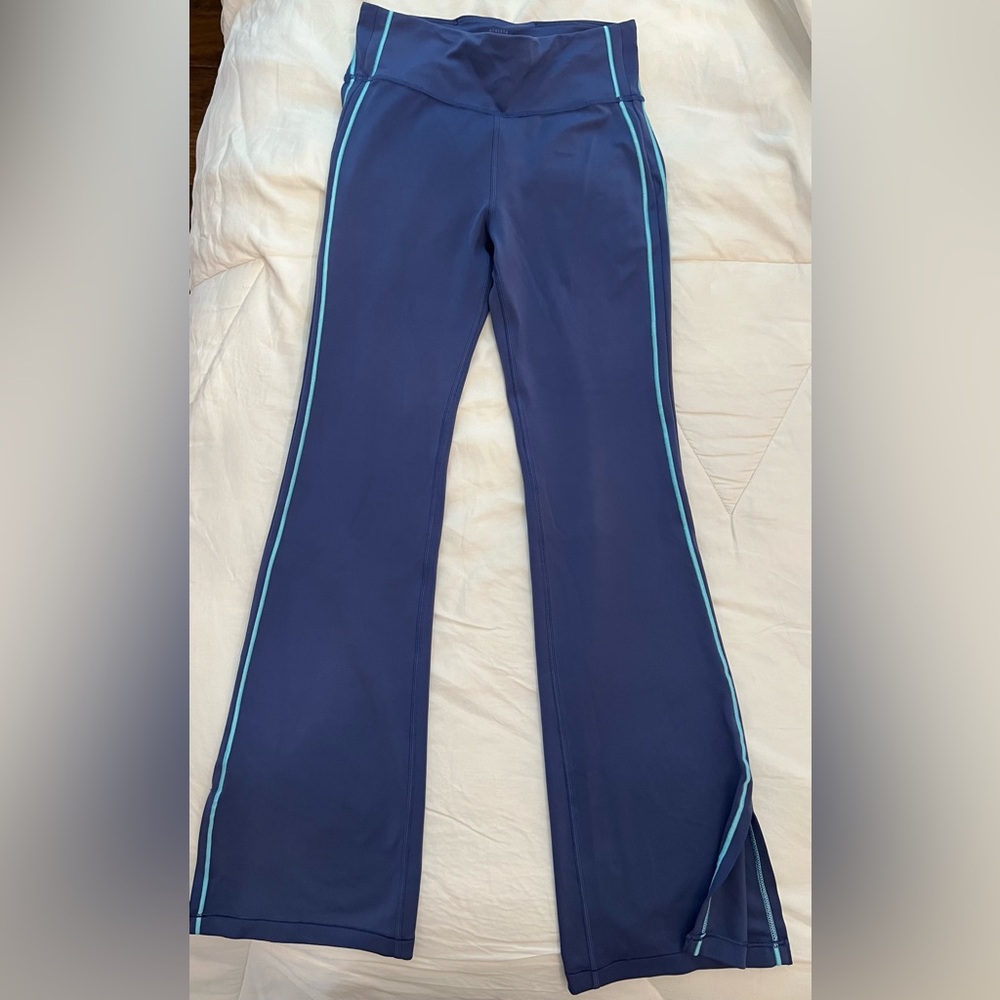 Athleta Girl Blue Pants with Aqua Stripes